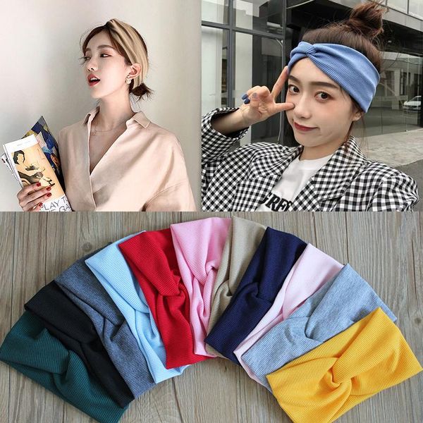 

women headband cross knot elastic hair bands soft solid girls hairband accessories twisted knotted headwrap sweatband, Yellow;black