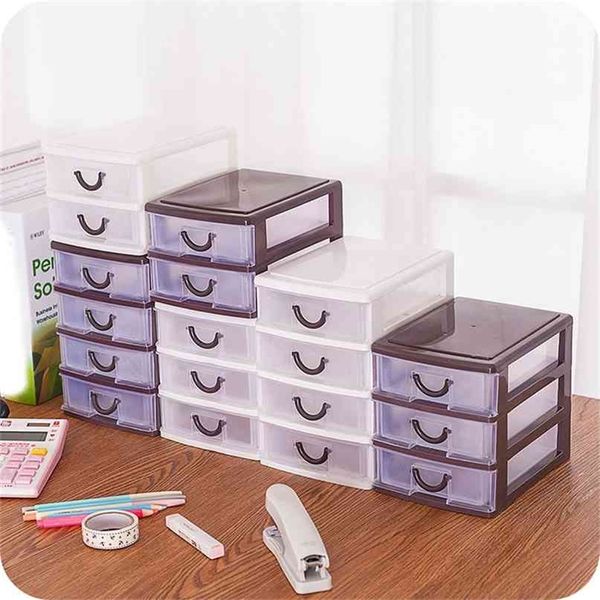 Cassetto Scatola di immagazzinaggio trasparente in plastica durevole Home Office Desktop s Strumento per l'organizzazione di gioielli di smistamento cosmetico 210922