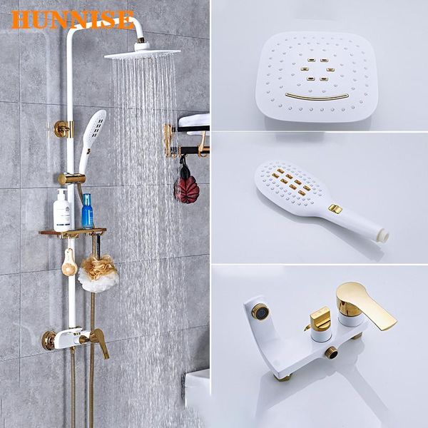 

bathroom shower system square rainfall head copper faucets inwall mounted white gold mixer set sets