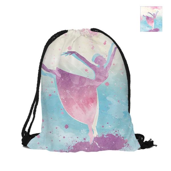 

backpack ballet girls painting drawstring watercolor style fashion polyester bags for school pouch backpacks
