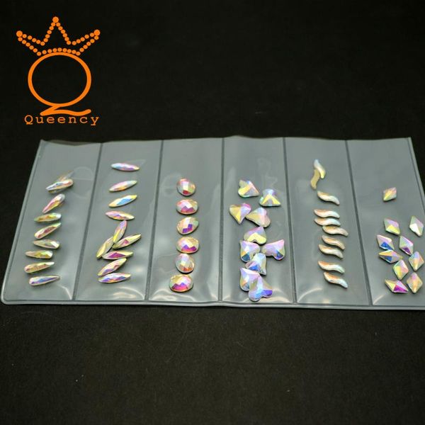 

nail art decorations 6 different shape rhinestone 60pcs/pack flatback stones for crystal ab color glass rhinestones decoration, Silver;gold