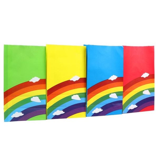 

gift wrap 1 set/50pcs kraft paper packing bag creative rainbow pattern wrapping (random color, 13x8x24cm)