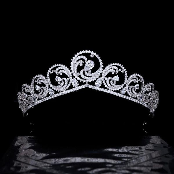 

hair clips & barrettes myfeivo bride wedding ocean crown full zircon bridal tiara headdress jewelry accessories hq0560, Golden;silver