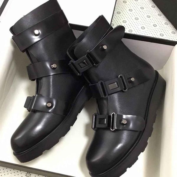 

boots rivets buckle decor women ankle genuine leather fashion booties, Black