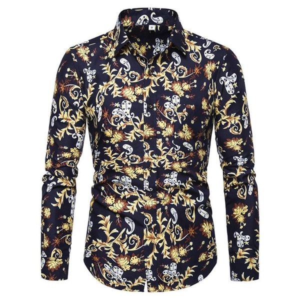 

men's casual shirts floral collared shirt long sleeve holiday blouses button down blouse male fashion vintage, White;black