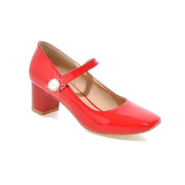 

dress shoes big size square head mary jane single ladies high heels women woman pumps, Black