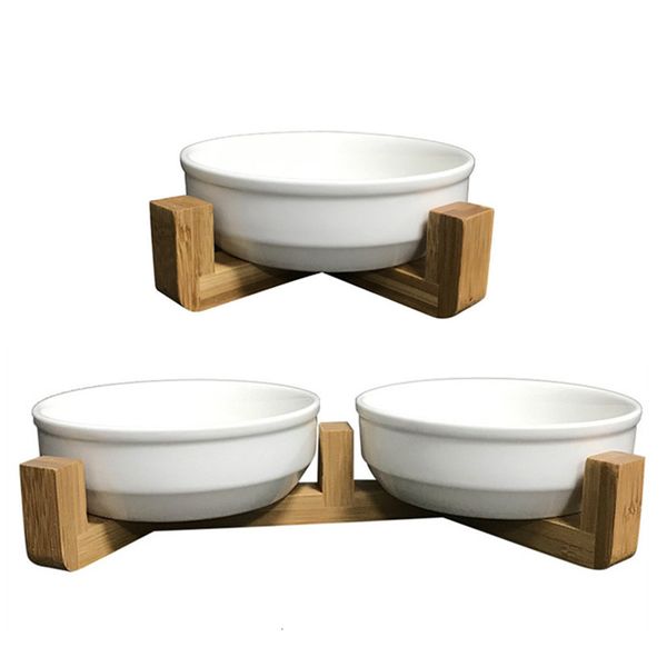 

dog bowls & feeders ceramic double cat pet with stand feeding food and water for cats s products 705s