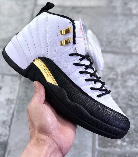 

12 royalty mens basketball shoes xii trainers 12s white black-metallic gold designer sports outdoor sneakers ct8013-170 with original box si