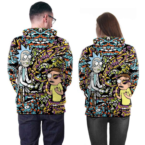 

men's hoodies & sweatshirts 3d printed pullover hooded sweater couples wear high street trend hip-hop loose, Black