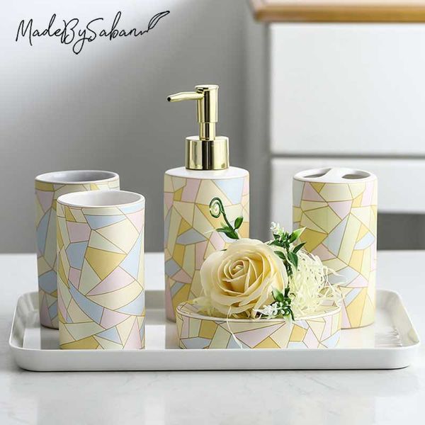 

fashion wash kit ceramic bathroom accessories five-piece set bath accessory