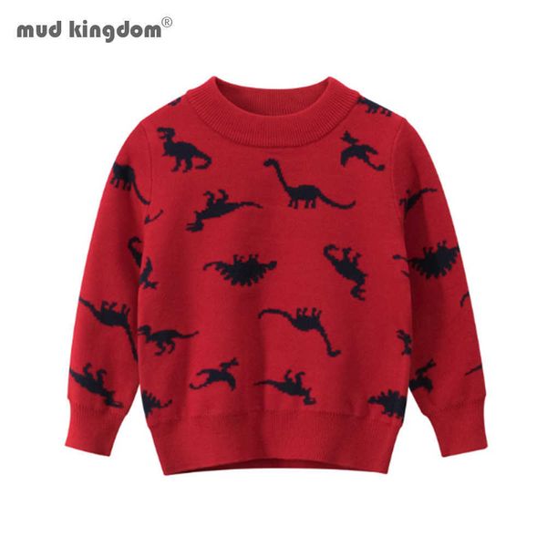 Mudkingdom Kids Baby Boys Founters Динозавр вязаный пуловер повседневный с длинным рукавом малыша мальчик одежда девушка 210615