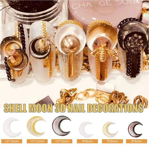 

pc fashion 3d natural shell moon nail art decorations simple retro rhinestones diy manicure1, Silver;gold