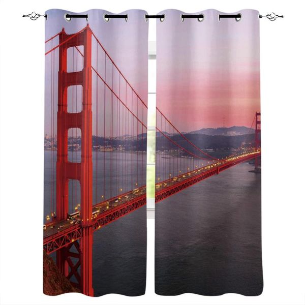

red golden gate bridge at dusk curtains bedroom living room custom drape kitchen window divider curtain & drapes