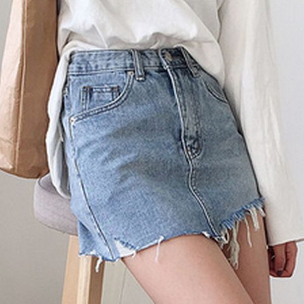 Летние джинсы юбка женщины нерегулярные матовый подол джинсовые высокие талии юбки женские винтажные повседневные промытые карандаш мини юбка 210419