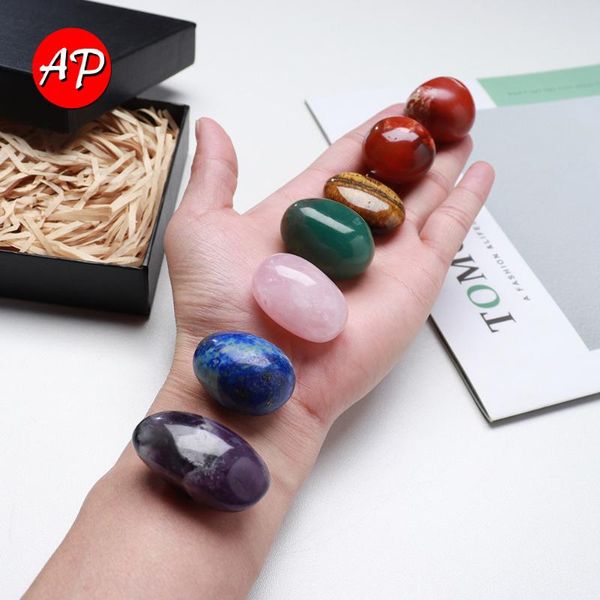

7pcs / set natural crystal polished rose quartz stone chakra reiki healing home decoration yoga stones decorative objects & figurines