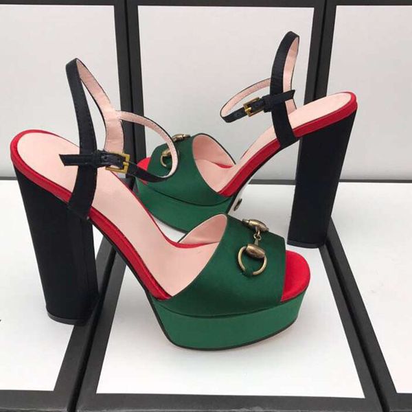 

2021 fashion women high heels 14cm green, red and gold silk party toes pumps dress shoes original box, Black
