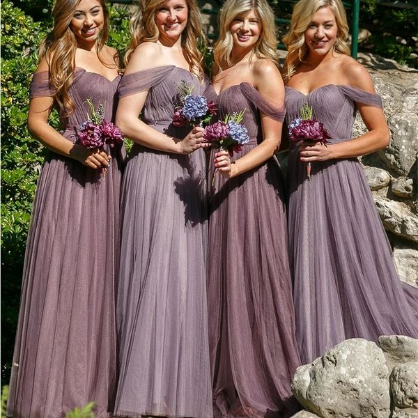 

light purple mermaid bridesmaid dresses country wedding guest off the shoulder evening dress, White;pink