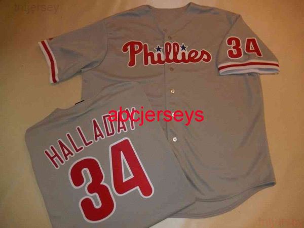 

custom roy halladay sewn baseball jersey gray new stitch any name number men women youth baseball jersey, Black