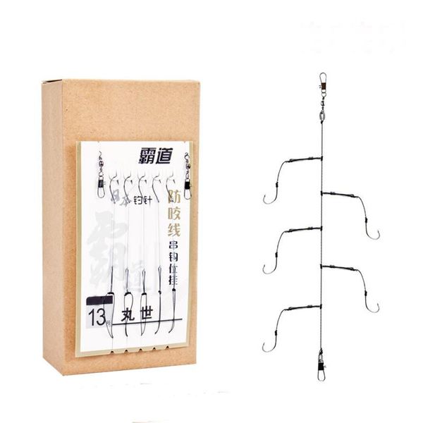 

5bags/lot fishing string hooks japan with snap rolling swivel anti-bite pe braided line carp saltwater fish 4#-15#