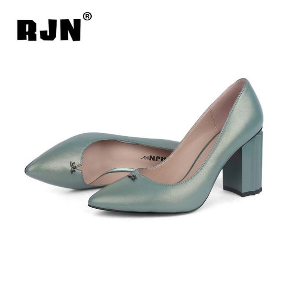 

dress shoes rjn genuine leather shallow well pumps matel decoration strange style super heel slip-on women r02, Black