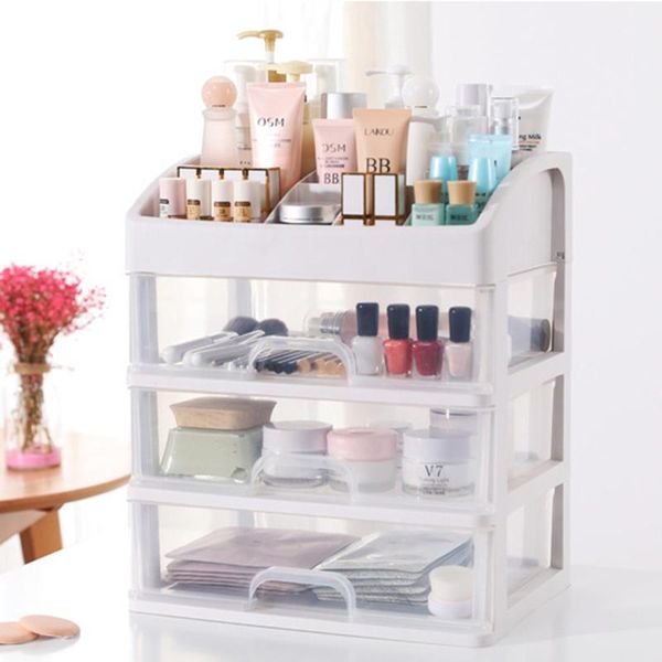 

storage boxes & bins transparent cosmetic organizer make up case box with drawer lipsticks holder desksundry plastic rack
