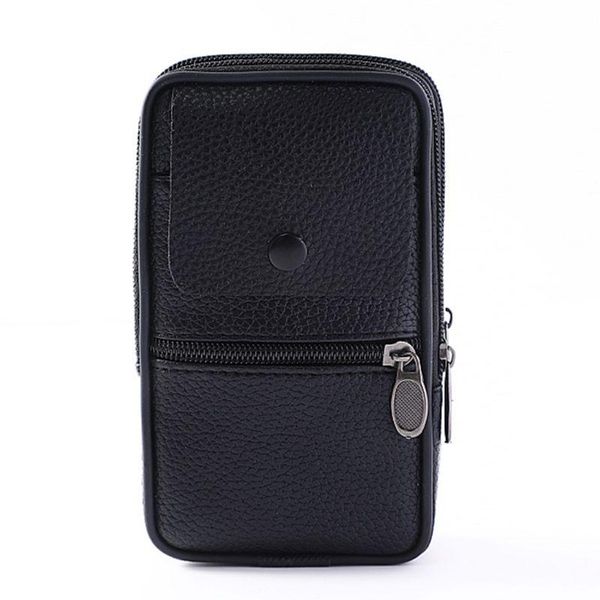 

waist bags outdoor fashion vertical pu leather men pack portable zip coin purse phone bag j60d