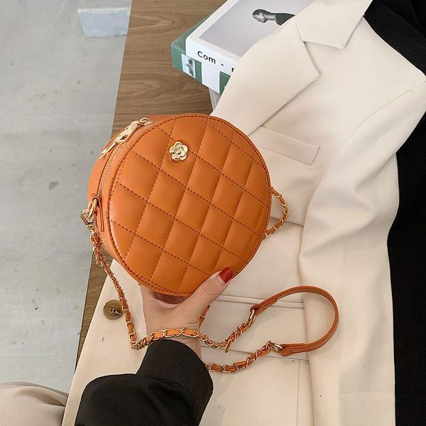 

evening bags metal small flower button diamond plaid pineapple pattern round bag solid color chain shoulder 2021