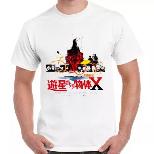 

the thing japan poster 80s sci fi horror film movie retro t shirt 1421, White;black