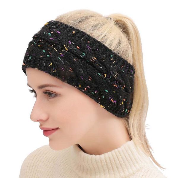 

21 colors knitted twist headband women winter sports ear warmer head wrap hairband fashion, Slivery;white