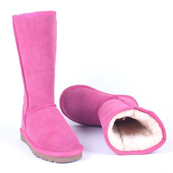 

boots snow women long genuine leather australia classic women's winter shoes, Black