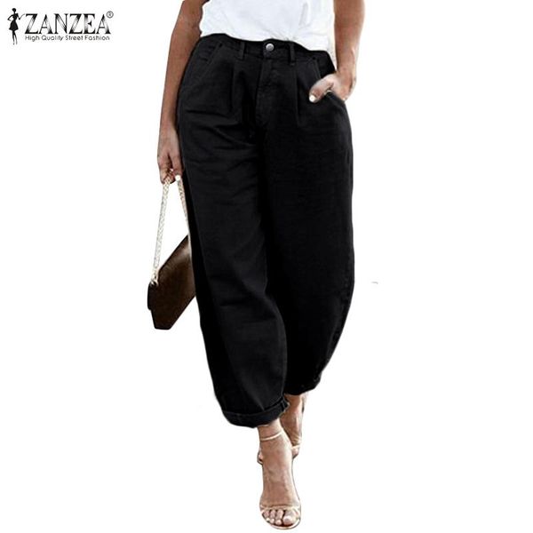 

women's pants & capris zanzea 2021 fashion women long wide leg cargo pantalon femme casual loose harem trousers solid pockets streetwea, Black;white