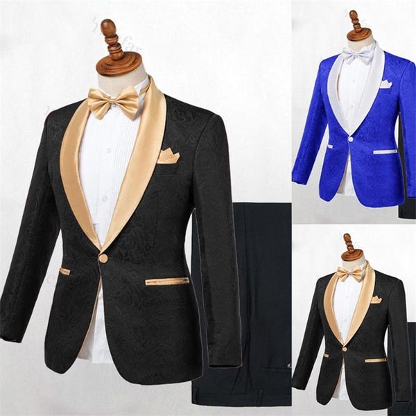 

men's suits & blazers 2 pieces men printed customized wedding tuxedo one button handsome fashion party coat+pant, White;black