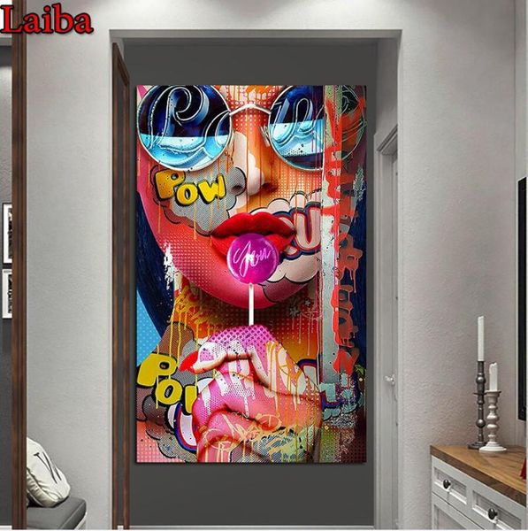 

diamond painting graffiti women portrait 5d diy embroidery cross-stitch kit 3d full square round rhinestones mosaic art
