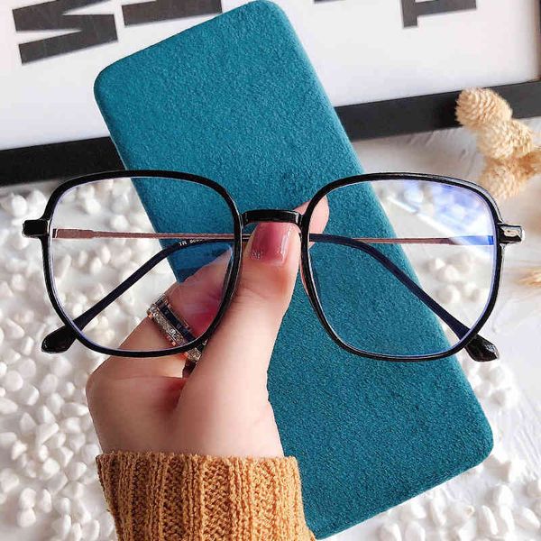 

designer sunglasses new tr90 anti blue glasses women's net red polygonal myopia frame transparent flat lens 0211, White;black