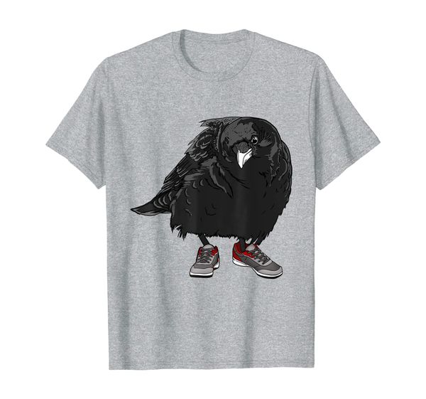 

big crow or raven in cool shoes gift idea for funny animals t-shirt, White;black