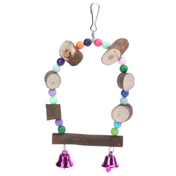 

other bird supplies wooden parrot swing toy swings with hanging bells for small medium budgies birds pets to exercise