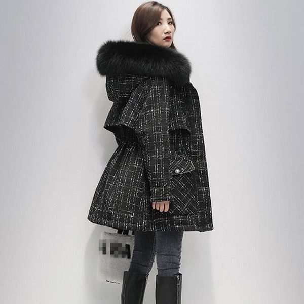 

winter down jacket coat female 90% white duck coats vintage jackets fur collar warm thick outerwears 210510, Black