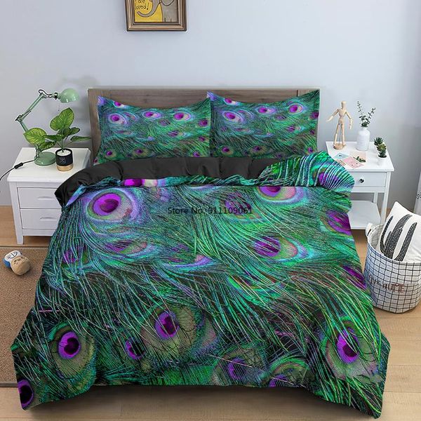 

bedding sets bohemian peacock feather duvet cover single/twin//king quilt comforters deluxe soft women's room decor