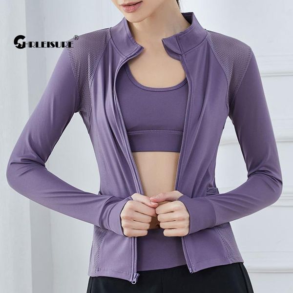 

slim yoga long sleeve cardigan zipper back mesh fitness women's shirt running breathable quick dry gym sportswear outfit