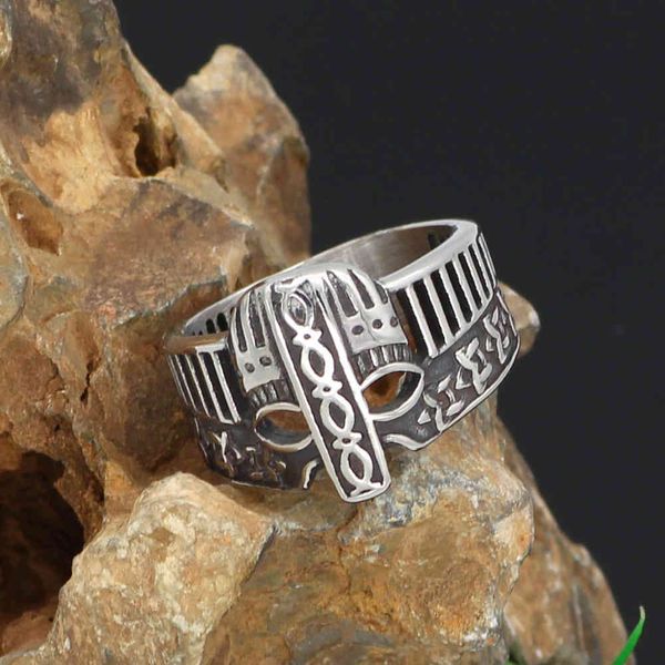 

new viking warrior odin mask ring dominee hip hop style, Silver