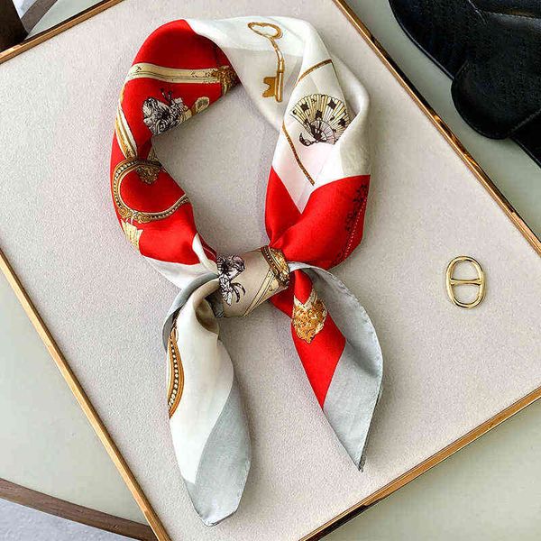 

silk bag scarf fashion print square lady hair foulard female head band women bandana neckerchief large hijab new scarves summer y1108, Blue;gray