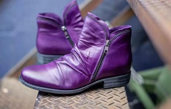 

boots 2021 fashion ankle women autumn winter zipper style short vintage punk shoes ladies flat woman, Black