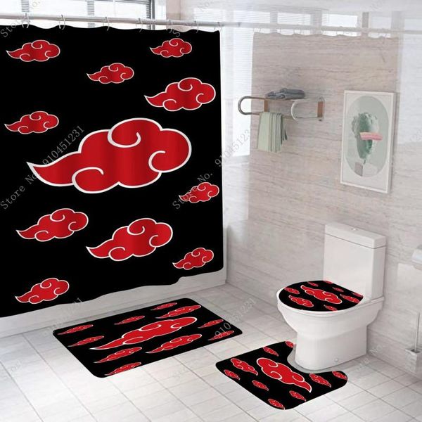 

curtain & drapes cartoon anime waterproof shower set bathroom decor polyester anti-slip rug toilet lid cover bath mat girls boys gift