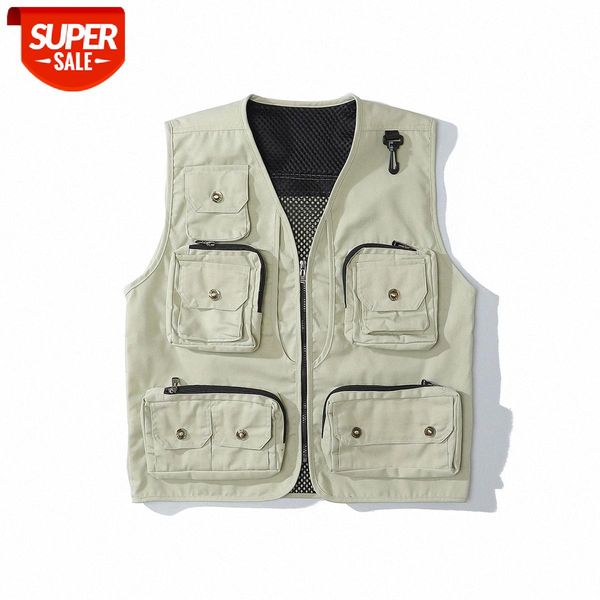 

american street multi-pocket jacket vest biker hip-hop loose #t45p, Black;brown