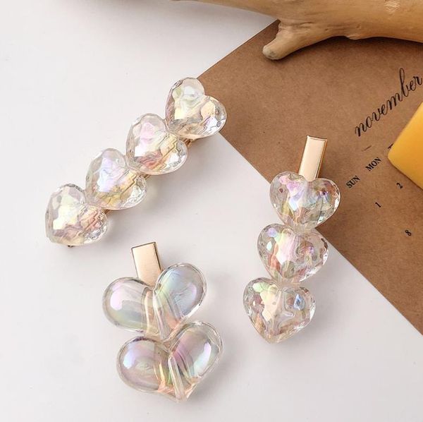 

transparent irregular ice hair clip accessories headdress for women and children, Slivery;white