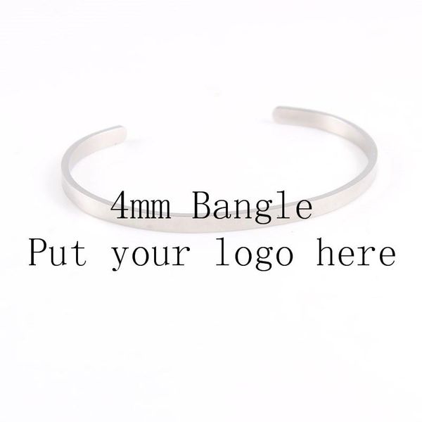 

bangle 10 pcs silver customized jewelry stainless steel 4mm positive inspirational id bracelet cuff for men, Black