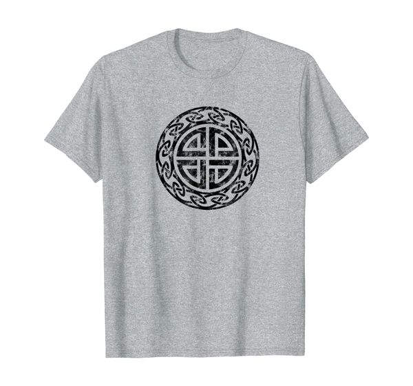 

vintage protection shield knot celtic norse viking t-shirt, White;black