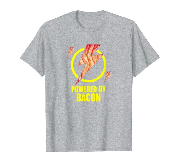 

powered by bacon shirt - funny bbq bacon lovers shirt gift t-shirt, White;black
