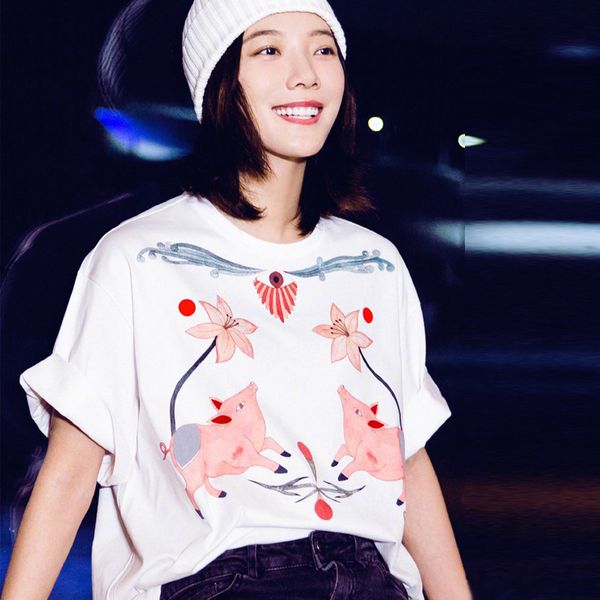 

double pig t-shirt, White