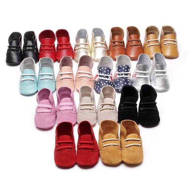 

new leather children's lace up toddler baby soft soled shoes